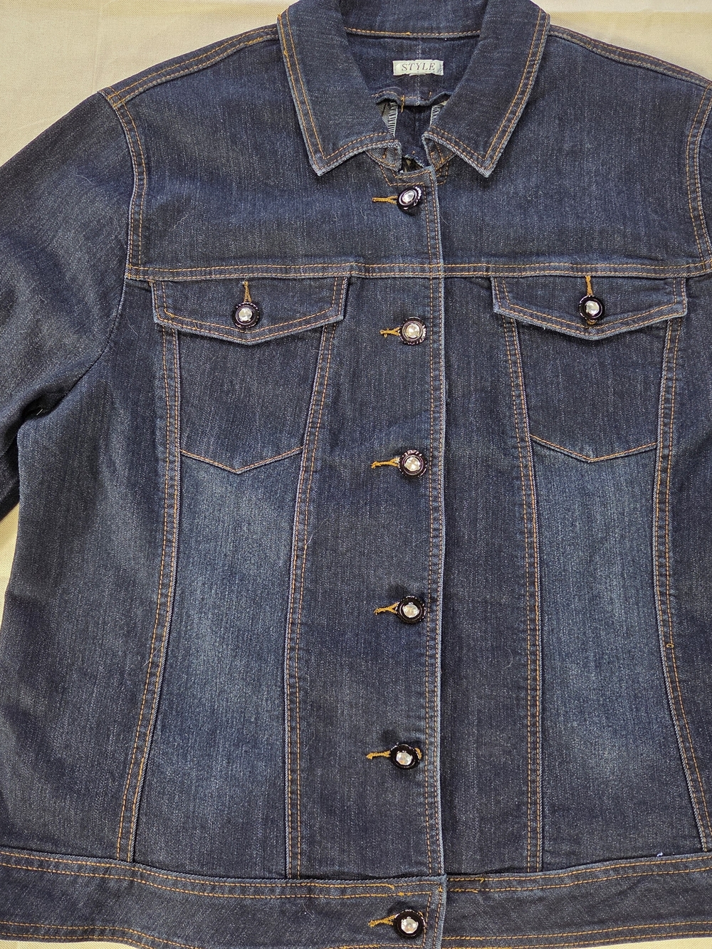 Dark Wash Embellished Denim Jacket Women’s Medium Boho Western - Picture 8 of 11